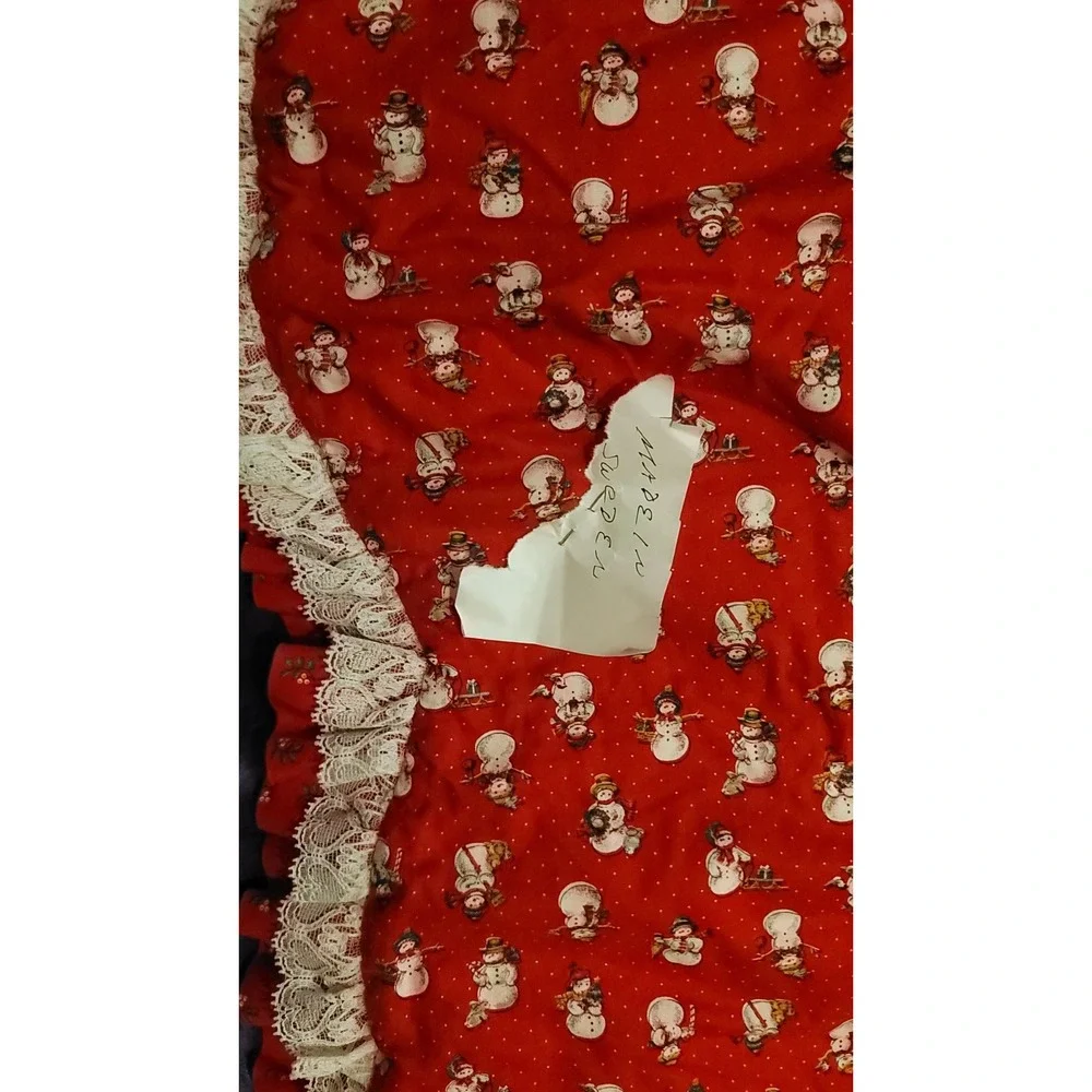VTG Tree Skirt Christmas Snowman 